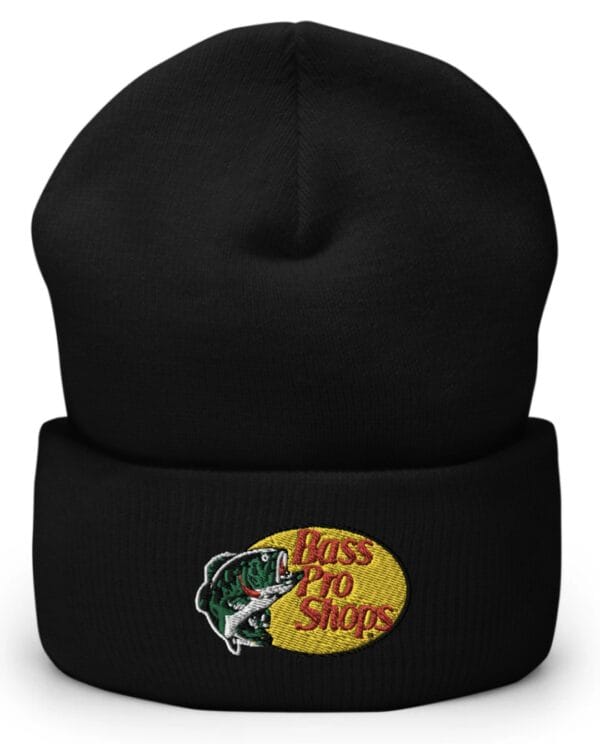 Bass Pro Shops Cuffed Beanie Hat Embroidery Black