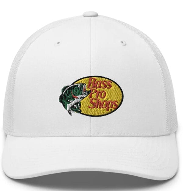 Bass Pro Shops Trucker Hat Embroidery White