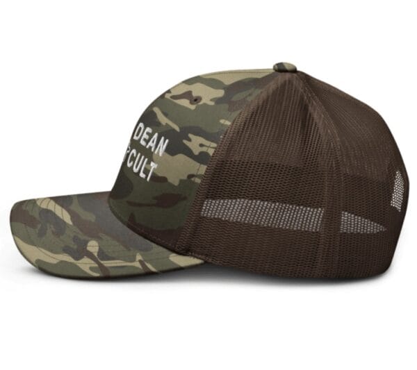 James Dean Death Cult Camo Brown Trucker Hat Embroidered left