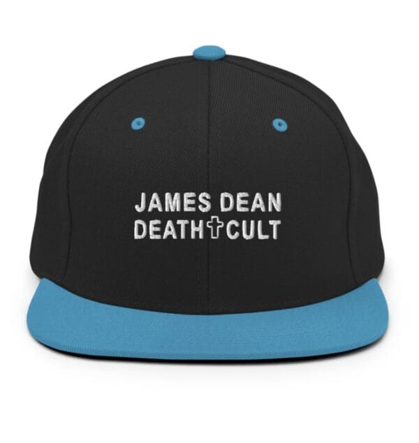 James Dean Death Cult Snapback Hat Embroidered Black Teal