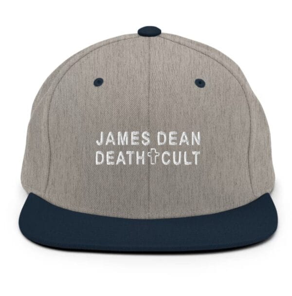 James Dean Death Cult Snapback Hat Embroidered Gray Navy